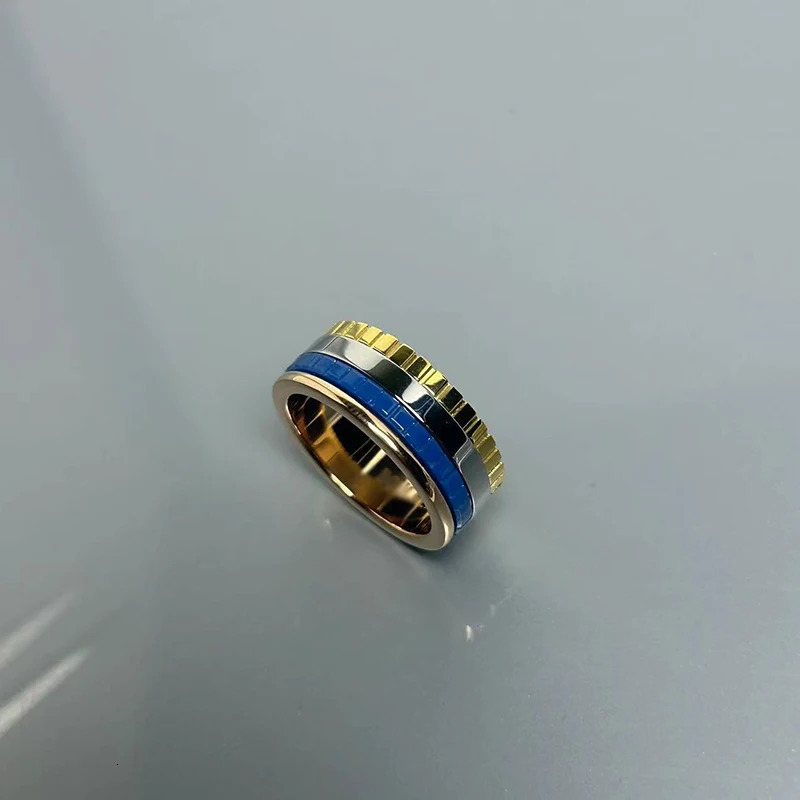S925 French style transfer bead ring turn around starry sky row of diamonds rotatable ceramic couple 240521