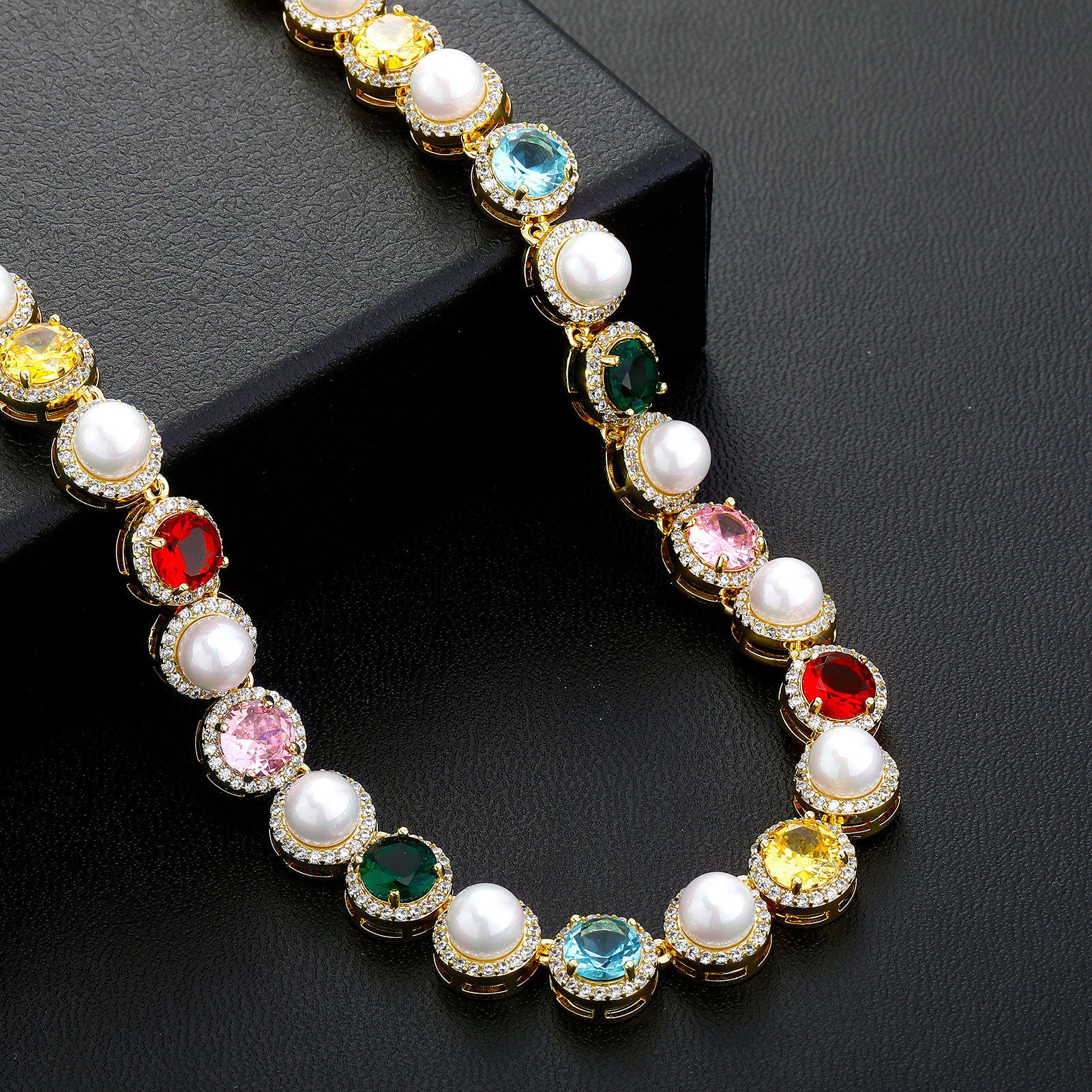 10mm Colorful Rock Candy Pearl Choker Chain Necklace Bracelet Women Mom Girl Friend Jewelry Gift