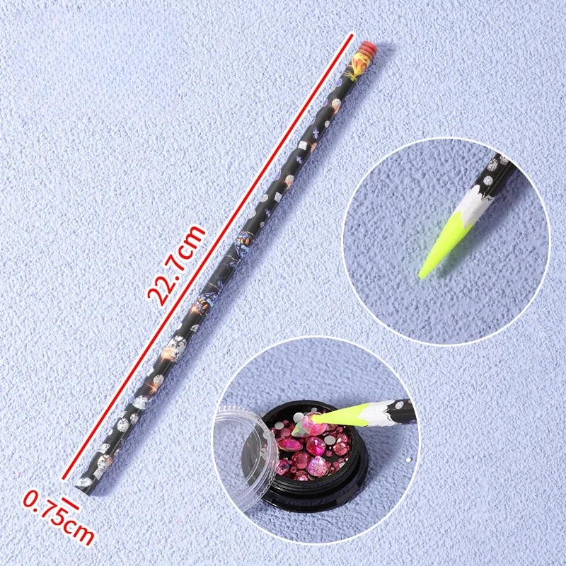 NAB064 11.5cm Nail Art Wax Pencil Rhinestones Gem Picker nail Dotting pen manicure tools 23CM
