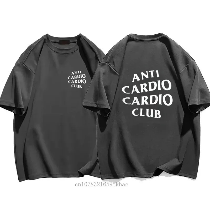 Men Clothes Plus Size Anti Cardio Club T Shirt Gym Life Letter Print T-Shirt Cotton Tshirt For Women Oversize Male Tee Summer 2403