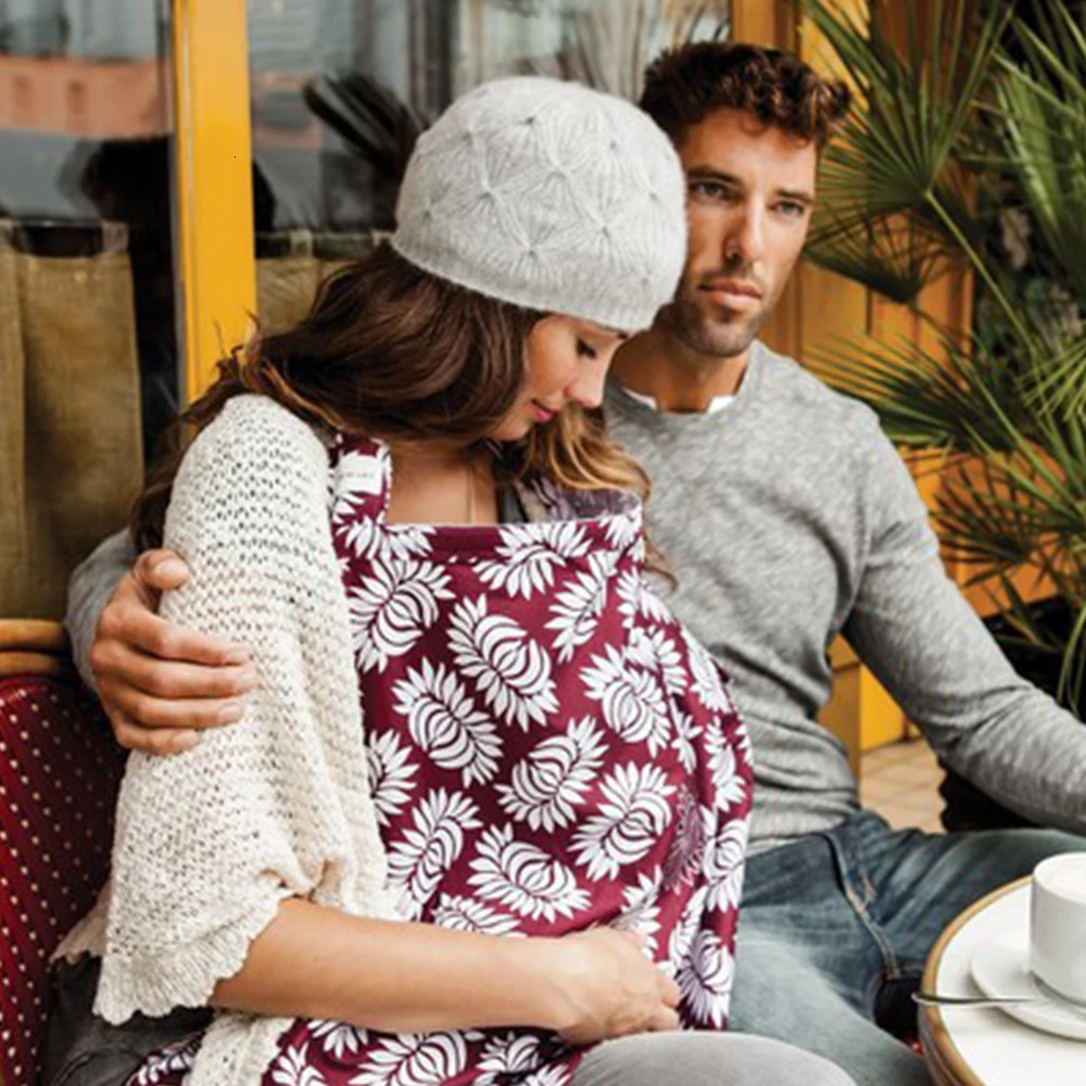 Nursing Apron Breathable Breastfeeding Poncho Cover Up Adjustable Apron Flower Print Outdoor Nursing Cloth Breastfeeding Blanket 240523