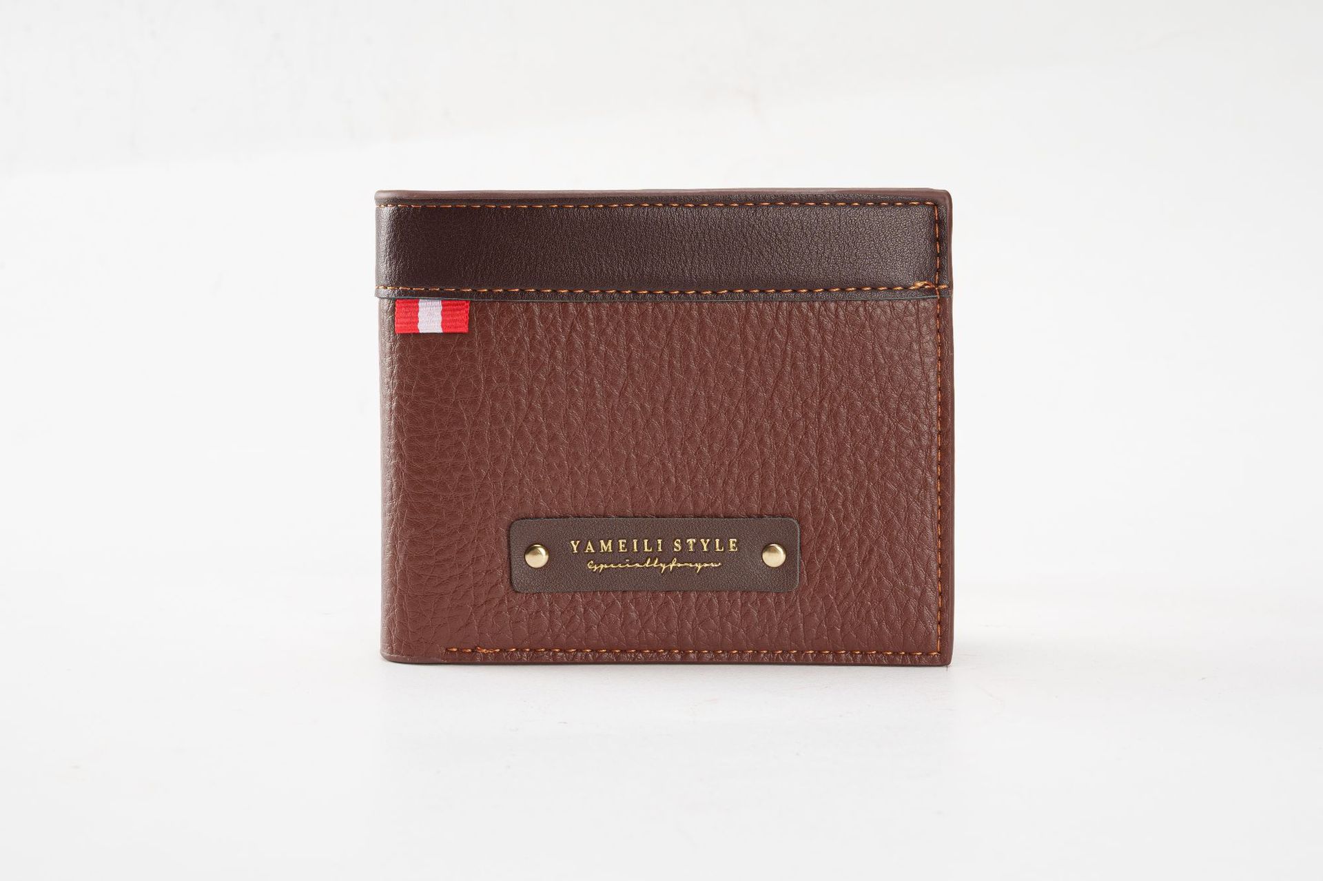 New wallet men's short wallet fashionable Retro casual lychee patterned soft leather wallet waterproof multiple card slots large capacity small w