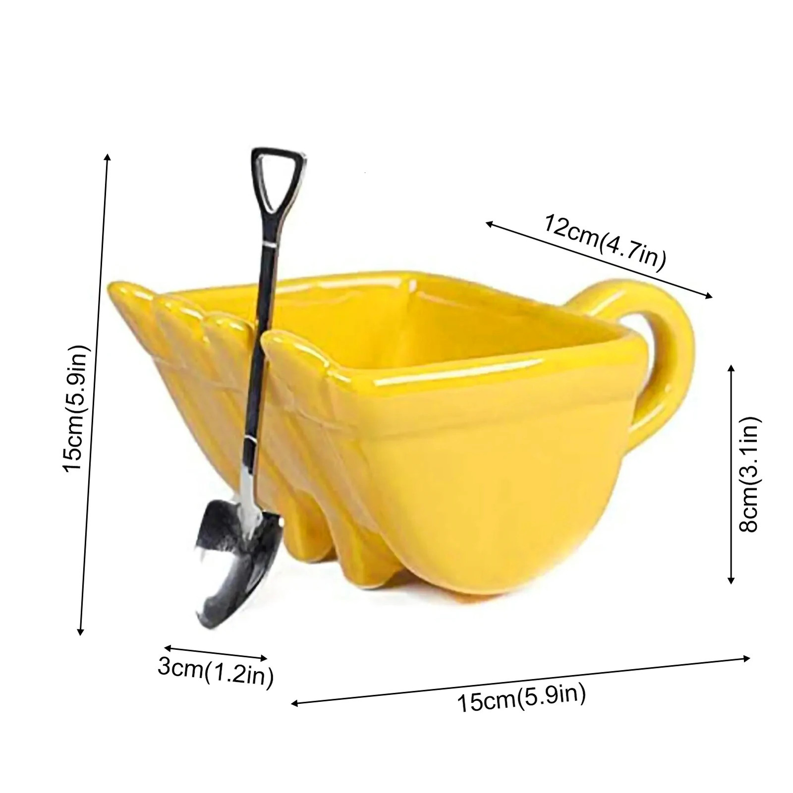 3D Yellow Excavator Bucket Model Cafe Coffee Mug With Spade Shovel Spoon Funny Digger Ashtray Cake Container Tea Cup OrangeBlack 240523