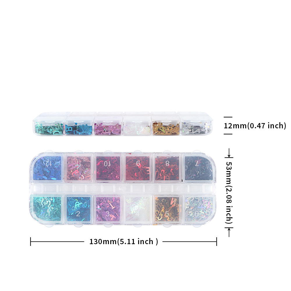 NAR051 3D Holographic Nail Art Decorations for DIY Crystal UV Epoxy Resin Mold Fillings Sparkle English Letters Glitter Sequins sticker