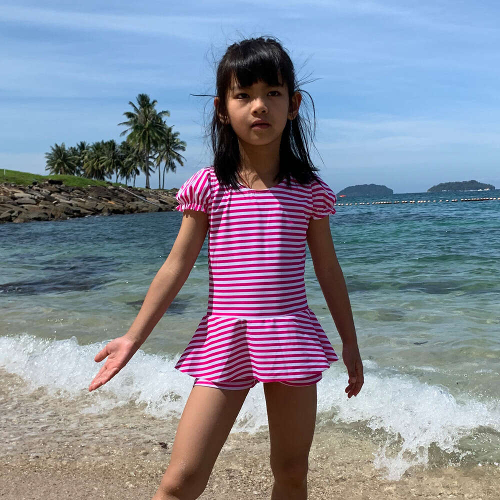 Ddmytiger Ddmytiger Girl S One Piece Princess Skirt Style Cute Korean Short Sleeved Medium To Large Baby Swimsuit Children H