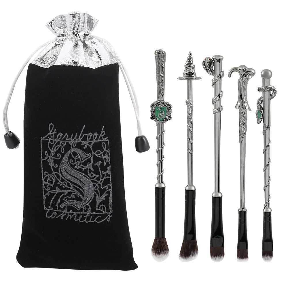 Makeup Brushes 5 pieces/set of snake retro magic wand makeup brush Slytherin eye shadow brush animal beauty brush female beauty tool kit Q240522