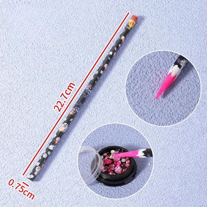 NAB064 11.5cm Nail Art Wax Pencil Rhinestones Gem Picker nail Dotting pen manicure tools 23CM