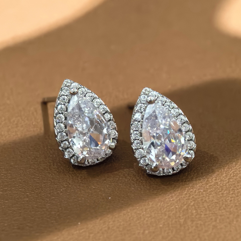 Sterg Sier Moissanite Stud Earrings for Women, Elegant Wedding Jewelry 6da9