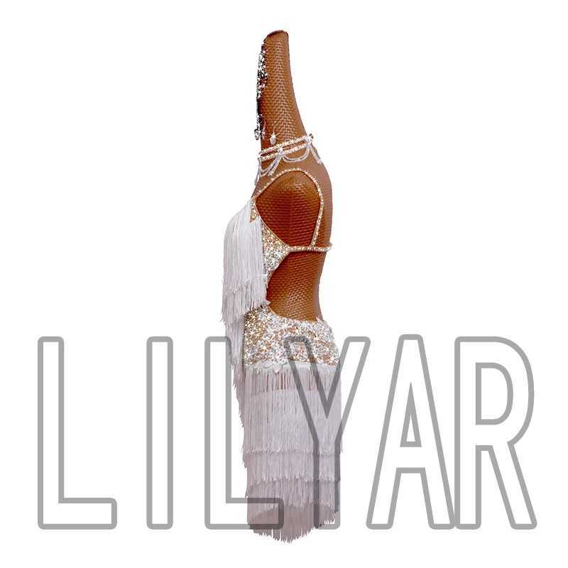 Basic Casual Dresses New Latin Dance Ski Competition Performance Skiing Adult Customized White Tassel Embroidery Sexy Dance Skiing J240523