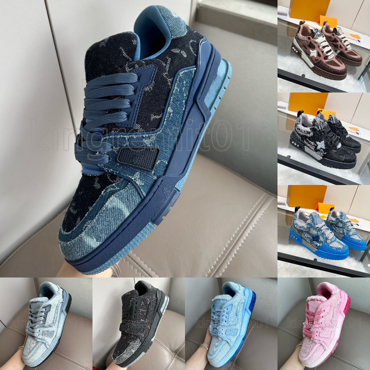 Latest Trainer Sneakers Designer Shoes Men Shoe Classic Vintage Trainers Leather Mesh Casual Sneaker Combination Large Sole Printing Shoe