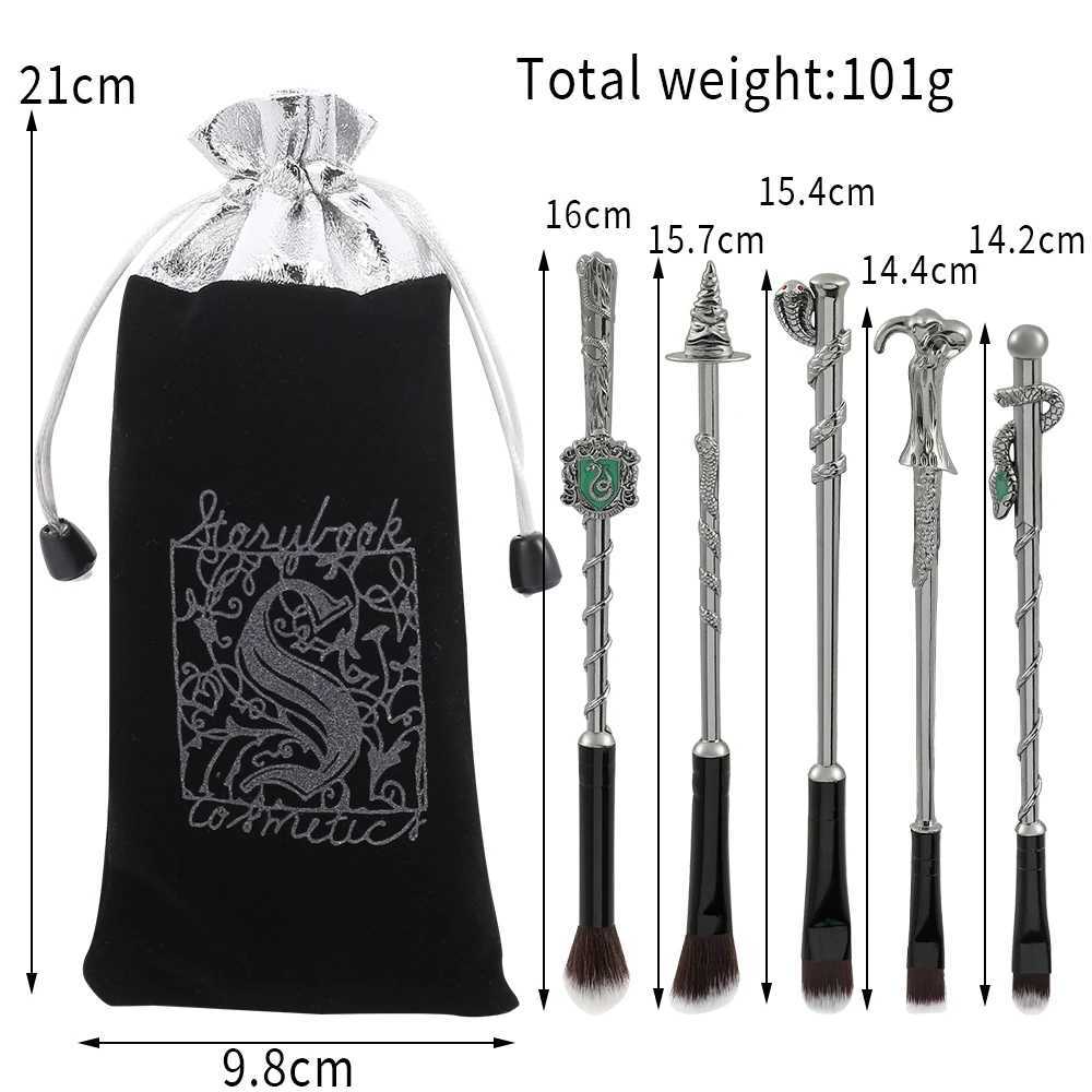Makeup Brushes 5 pieces/set of snake retro magic wand makeup brush Slytherin eye shadow brush animal beauty brush female beauty tool kit Q240522