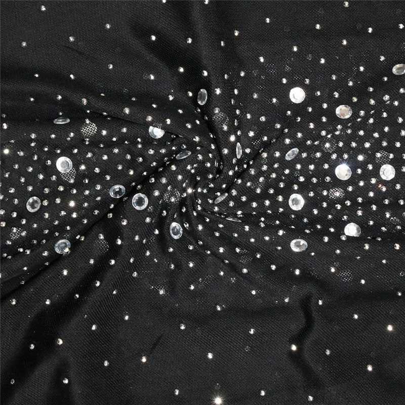 Basic Casual Dresses Sexy Crystal Rhinestone Black Maxi Dress Womens Dress Mesh Perspective Backless Mermaid Body Dress Special Occasion Set J240523
