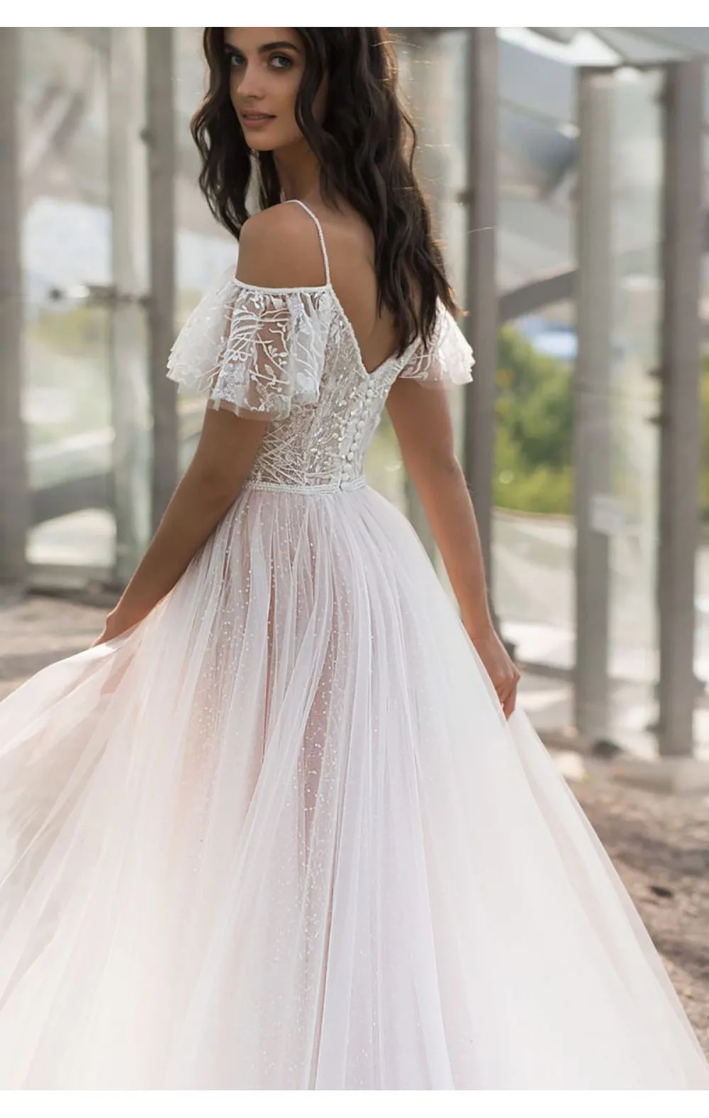 New Plus-Size Wedding Dresses For Spring 2024 Exquisite Slim Lace One-Shoulder Floor-Length Dress Solid V-Neck Women's Gowns