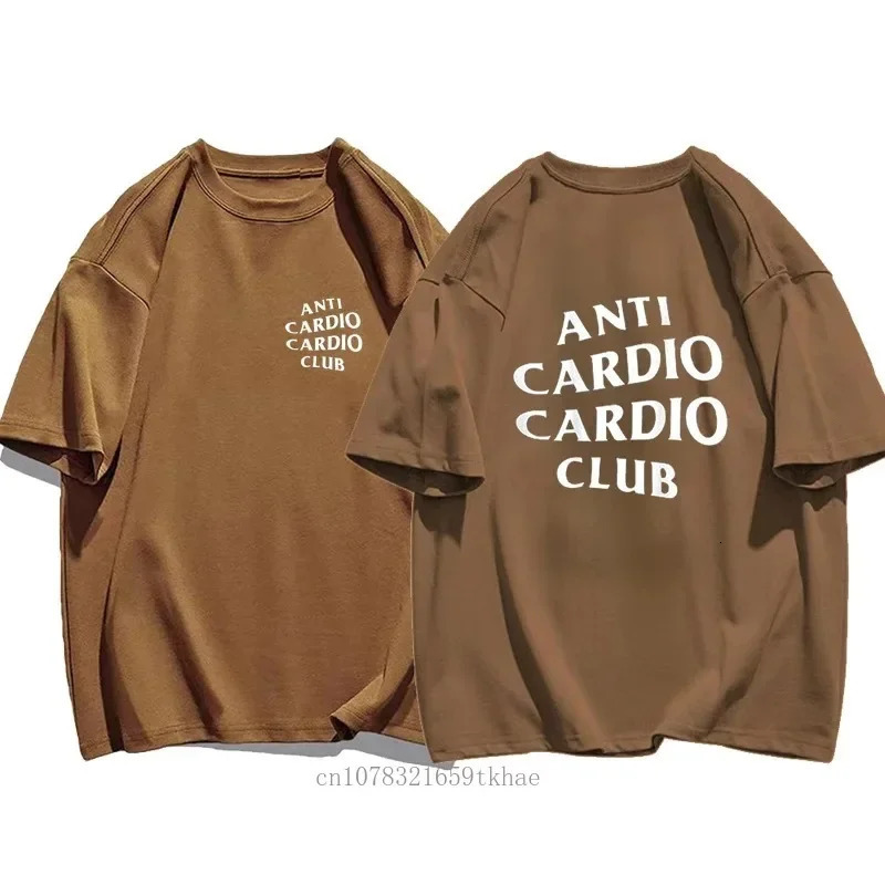 Men Clothes Plus Size Anti Cardio Club T Shirt Gym Life Letter Print T-Shirt Cotton Tshirt For Women Oversize Male Tee Summer 2403