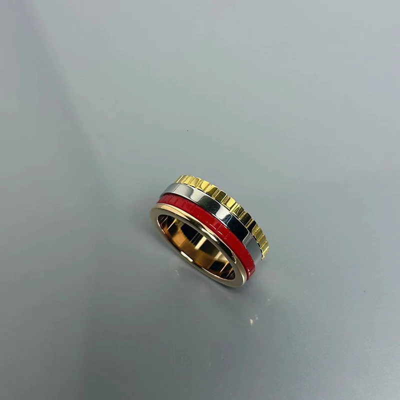 S925 French style transfer bead ring turn around starry sky row of diamonds rotatable ceramic couple 240521