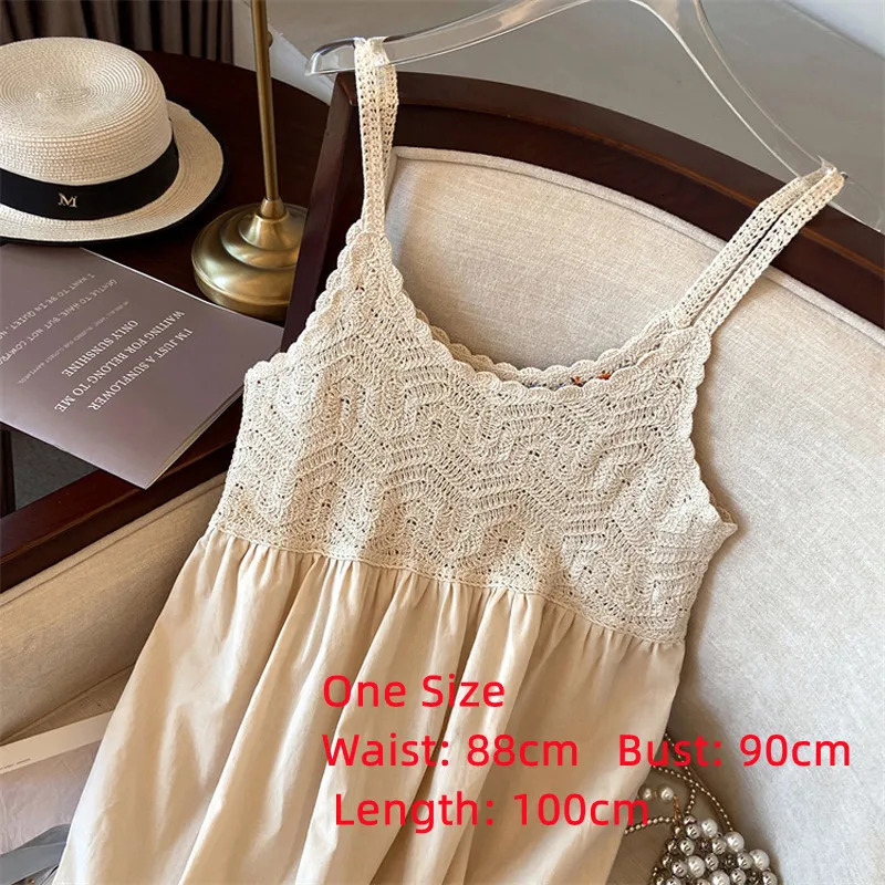 Bohemian Floral Embroidery Sleeveless Short Dress for Women Summer Sweet Crochet Lace Spaghetti Strap Holiday Dress AM5235 240518