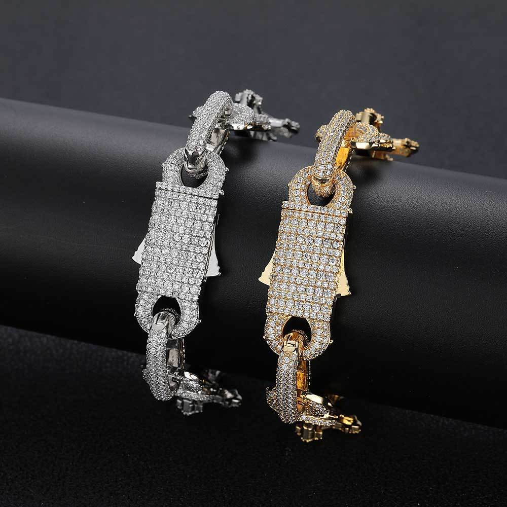 16mm Hip Hop 8 Shape Cross Cuban Chain Necklace Bracelets 5A Zircon Jewelry Set