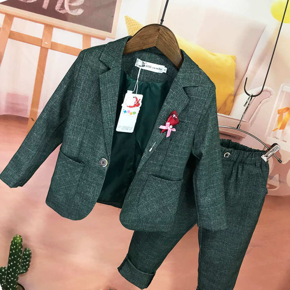 Flower Boys Formal Solid Jacket+Pants 2Pcs Mariage Clothing Set Enfant Kids Wedding Suit Children Gentleman Performance Dress L2405
