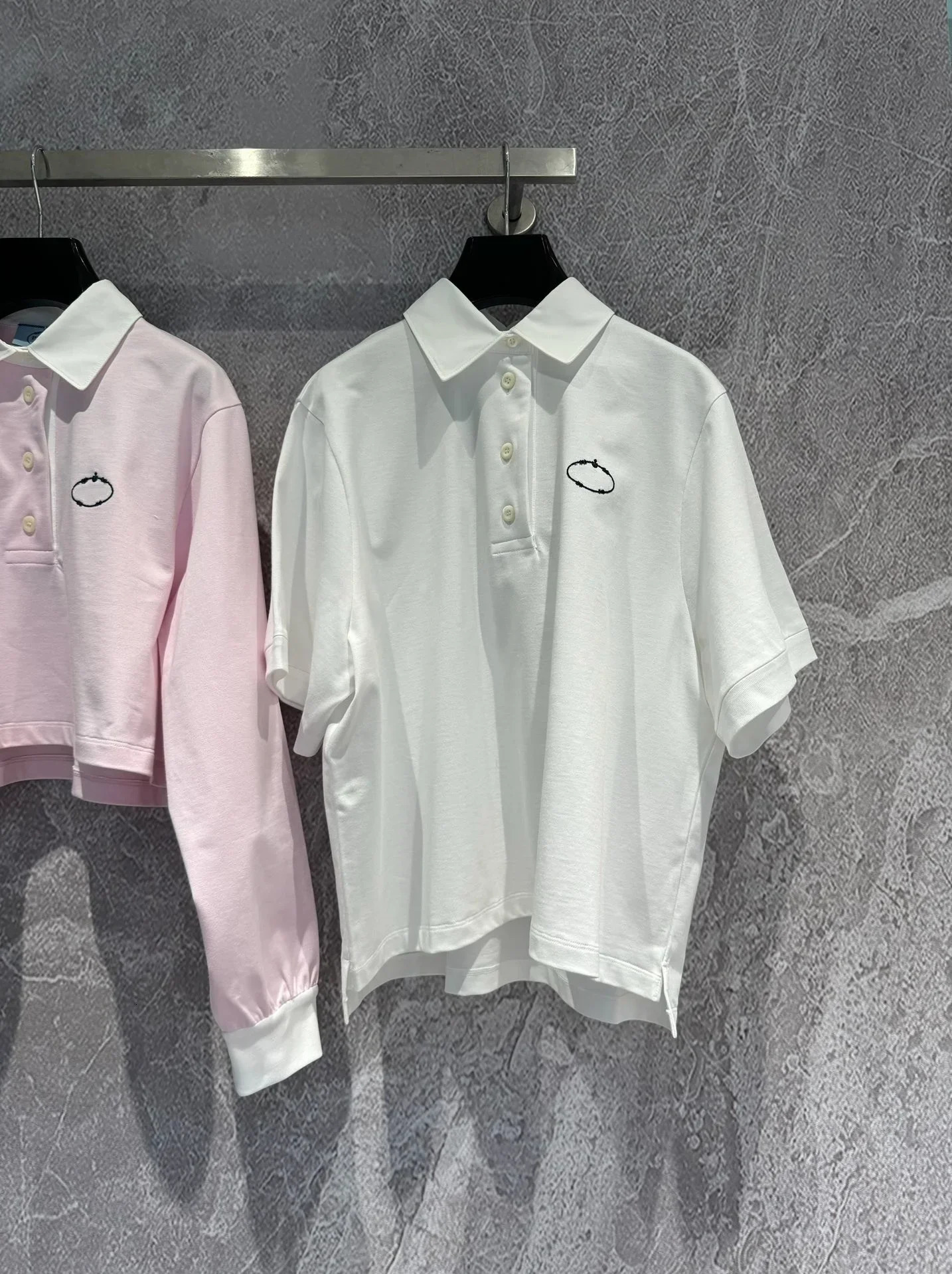 Early Spring White Embroidered Knitted Cotton Turndown Collar Short sleeved Polo Shirt Women loose blouse tops tshirt 240523