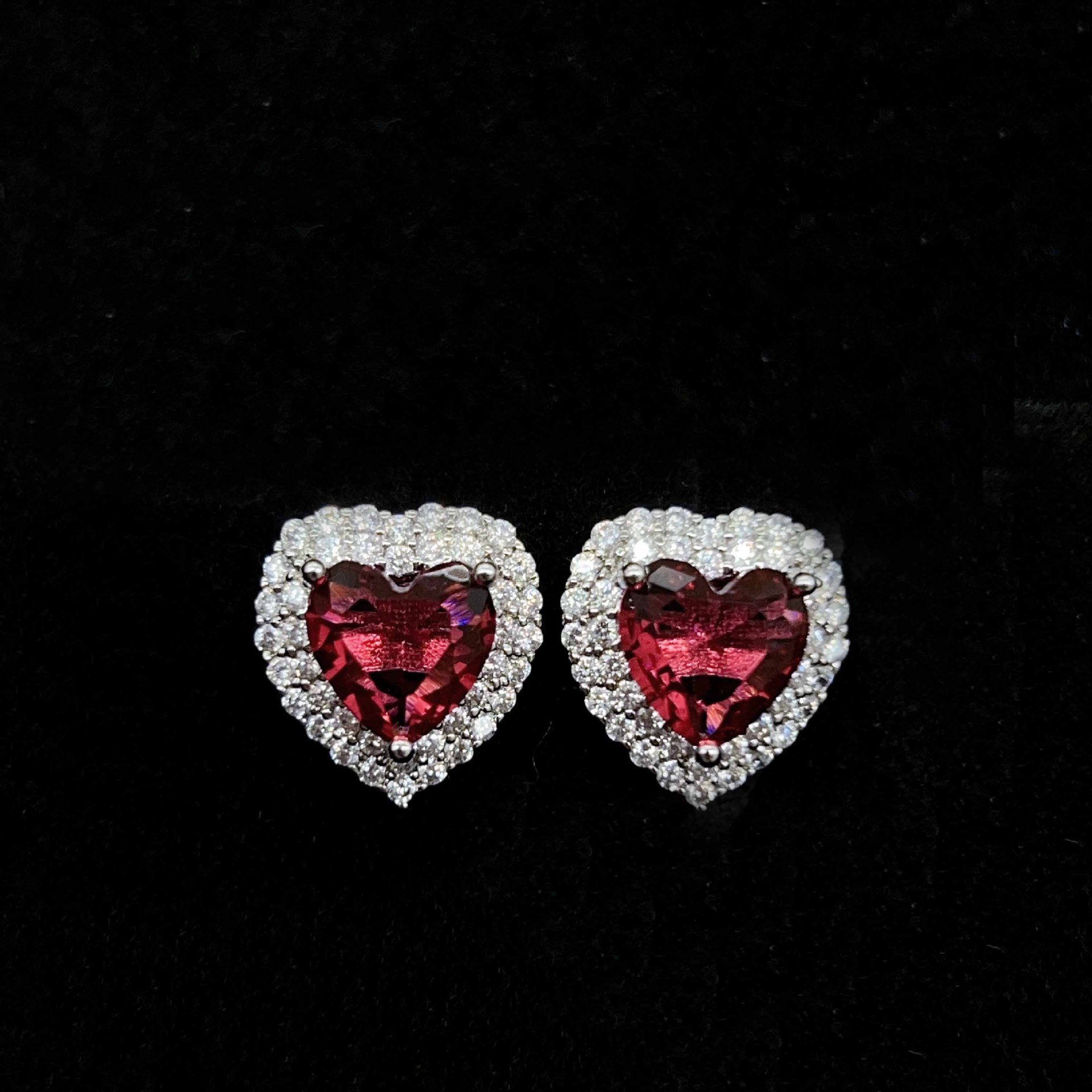 Stunning Sterg Sier Heart Stud Earrings for Women - 5A Cubic Zirconia Wedding Jewelry