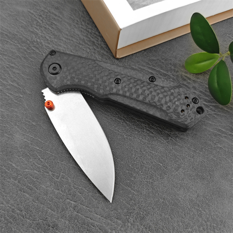 Mini Freek 565-1 EDC Pocket Folding Knife with Black Carbon Fiber Handle Outdoor Tacticals Self Defense Survival Knive Men Collector Gift Camp Tool 53