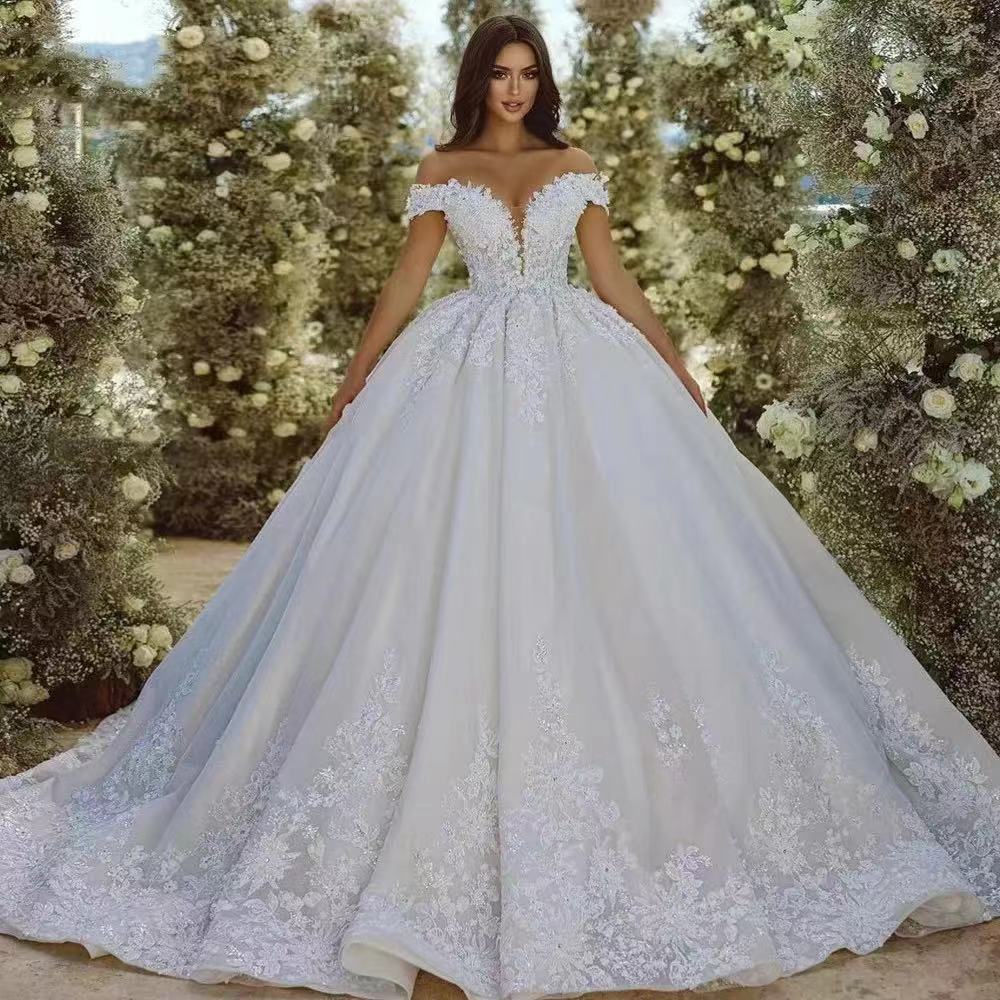 Princess A-line Wedding Dresses 2024 Women Off the Shoulder Sweetheart 3D Flower Lace Appliques Bridal Bride Gowns Vestido De Novia