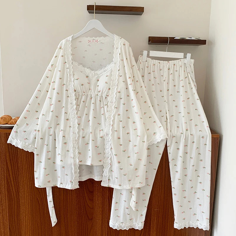 3pcs Lace Cotton Maternity Nursing Sleepwear Sets Breast Feeding Pajamas for Pregnant Women Pregnancy Lacation Home Hospital 240523