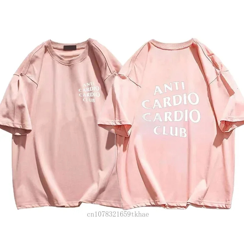 Men Clothes Plus Size Anti Cardio Club T Shirt Gym Life Letter Print T-Shirt Cotton Tshirt For Women Oversize Male Tee Summer 2403