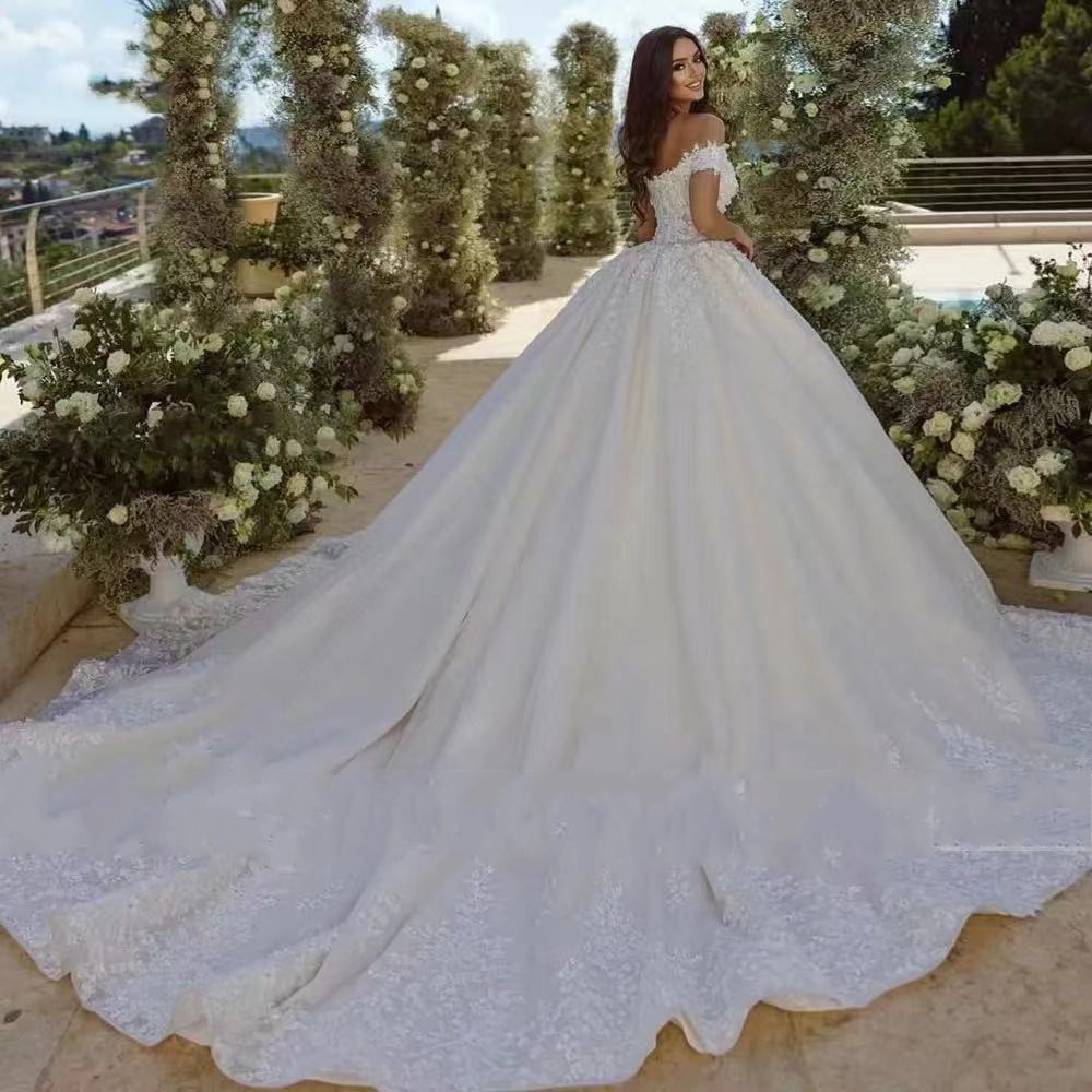 Princess A-line Wedding Dresses 2024 Women Off the Shoulder Sweetheart 3D Flower Lace Appliques Bridal Bride Gowns Vestido De Novia