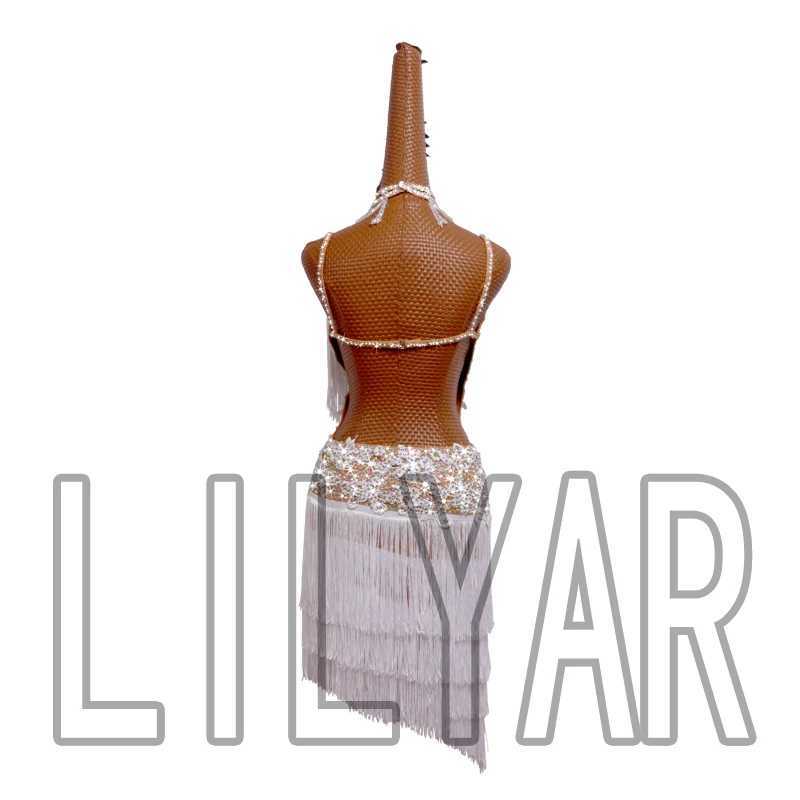 Basic Casual Dresses New Latin Dance Ski Competition Performance Skiing Adult Customized White Tassel Embroidery Sexy Dance Skiing J240523