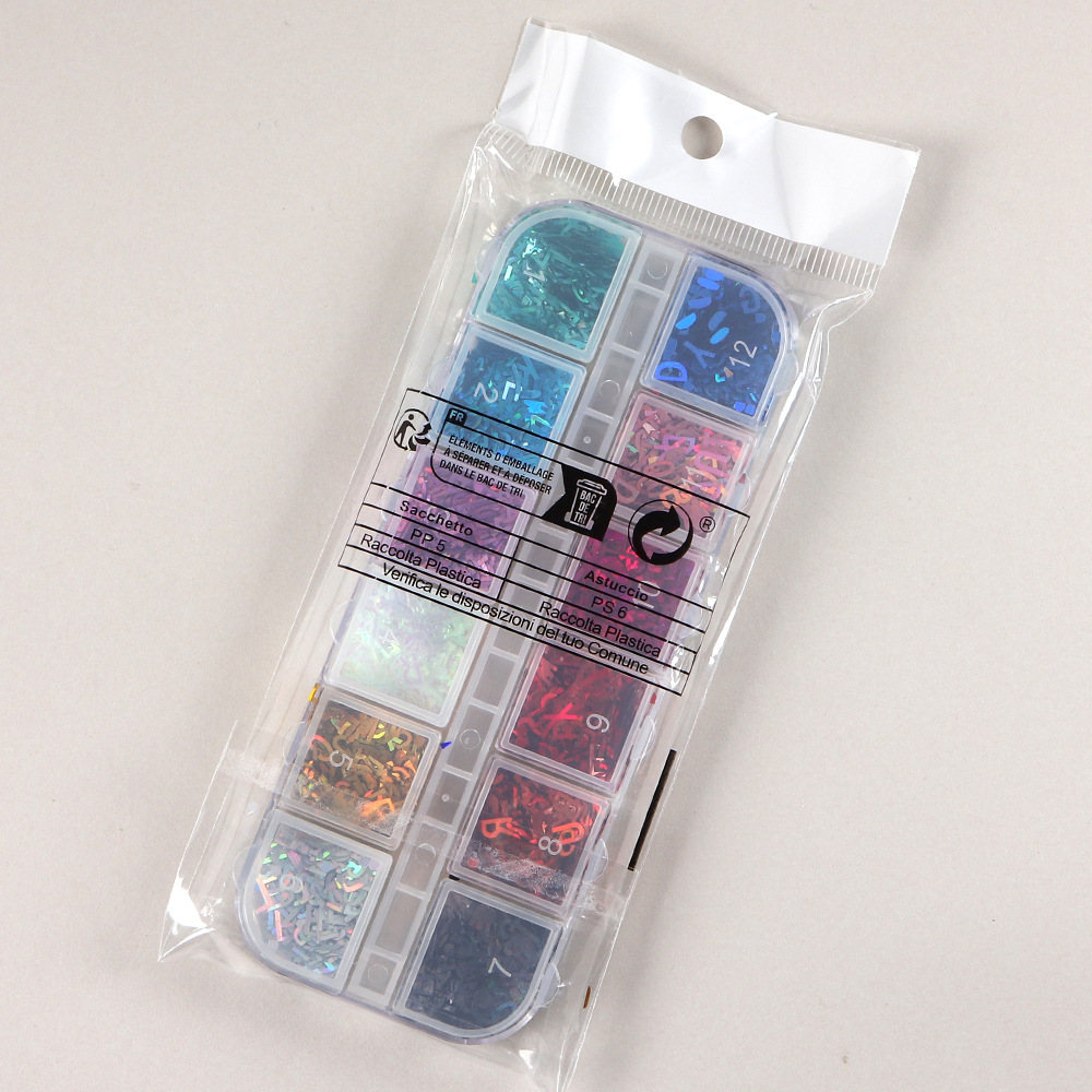 NAR051 3D Holographic Nail Art Decorations for DIY Crystal UV Epoxy Resin Mold Fillings Sparkle English Letters Glitter Sequins sticker