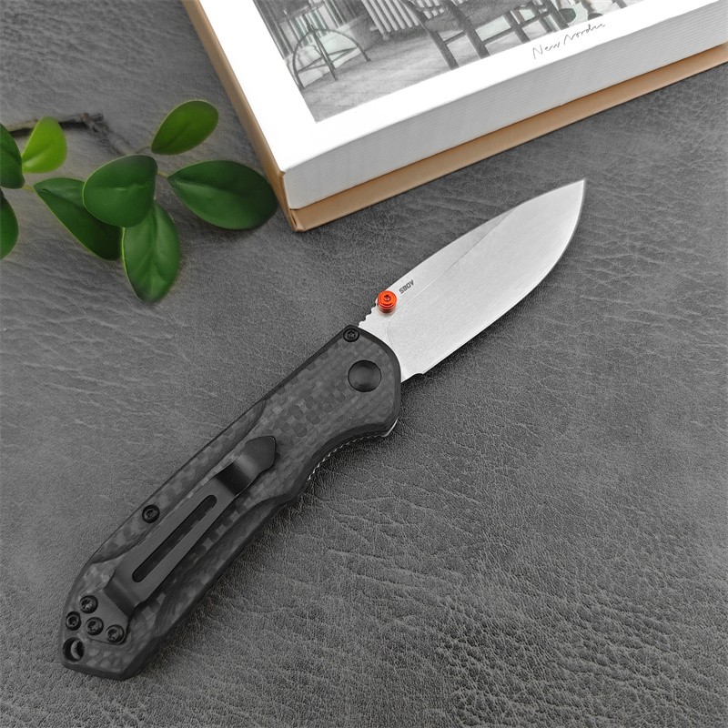 Mini Freek 565-1 EDC Pocket Folding Knife with Black Carbon Fiber Handle Outdoor Tacticals Self Defense Survival Knive Men Collector Gift Camp Tool 53