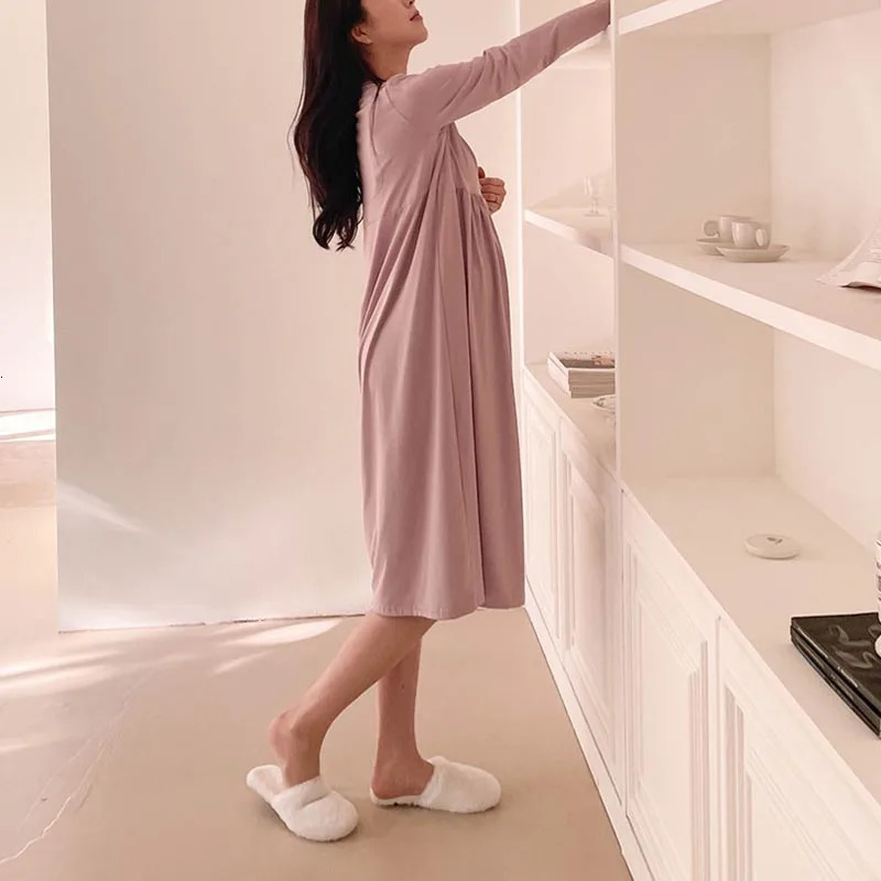 Maternity Clothes Breastfeeding Nightgowns Nursing Sleepwear Hospital Loose Fitting Breast Feeding Pajamas Pregnancy Dress 240523