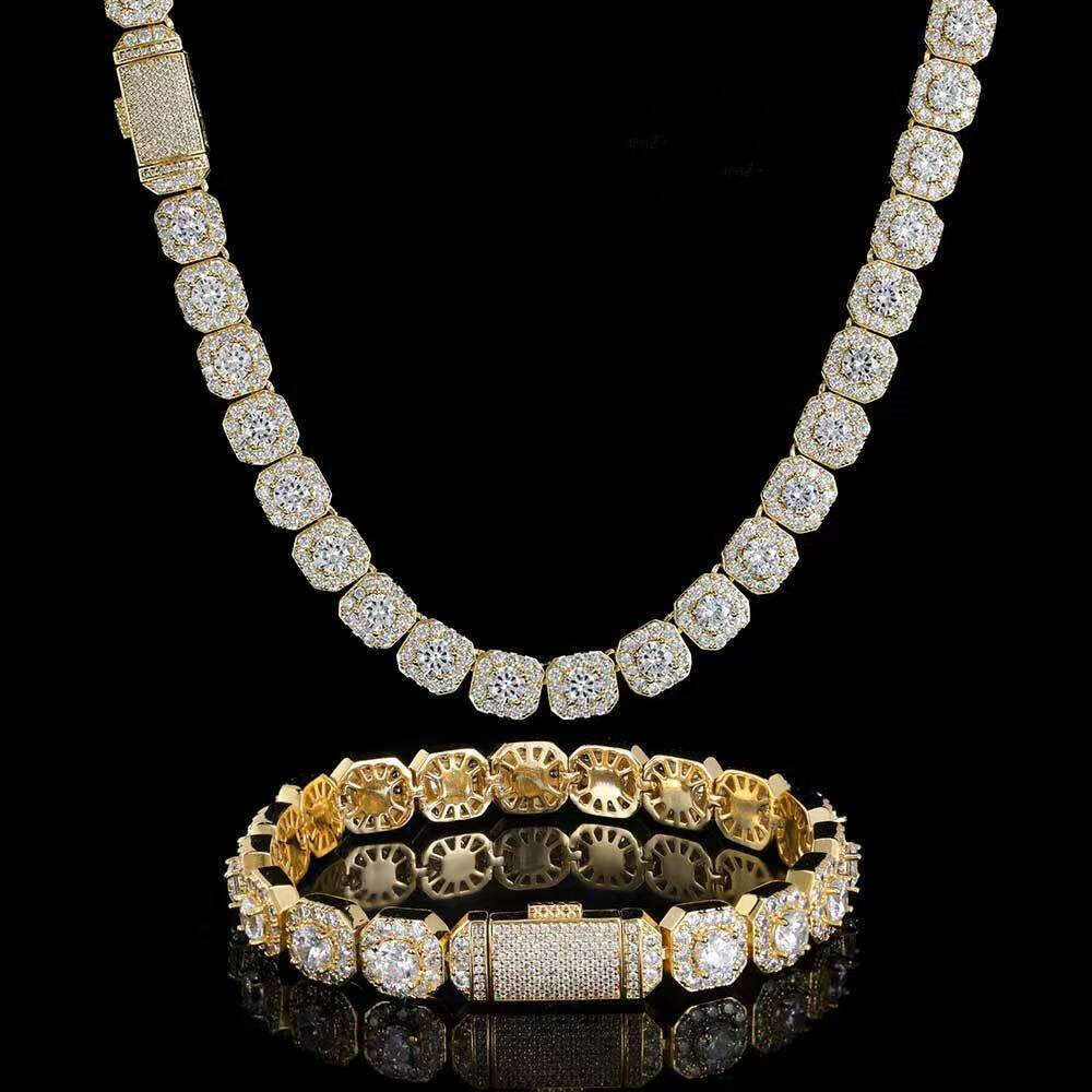 Necklace bracelet Moissanite Dia Custom Vvs Cuban k S Sier 10mm Large Tennis Chain Solid Back Hiphop