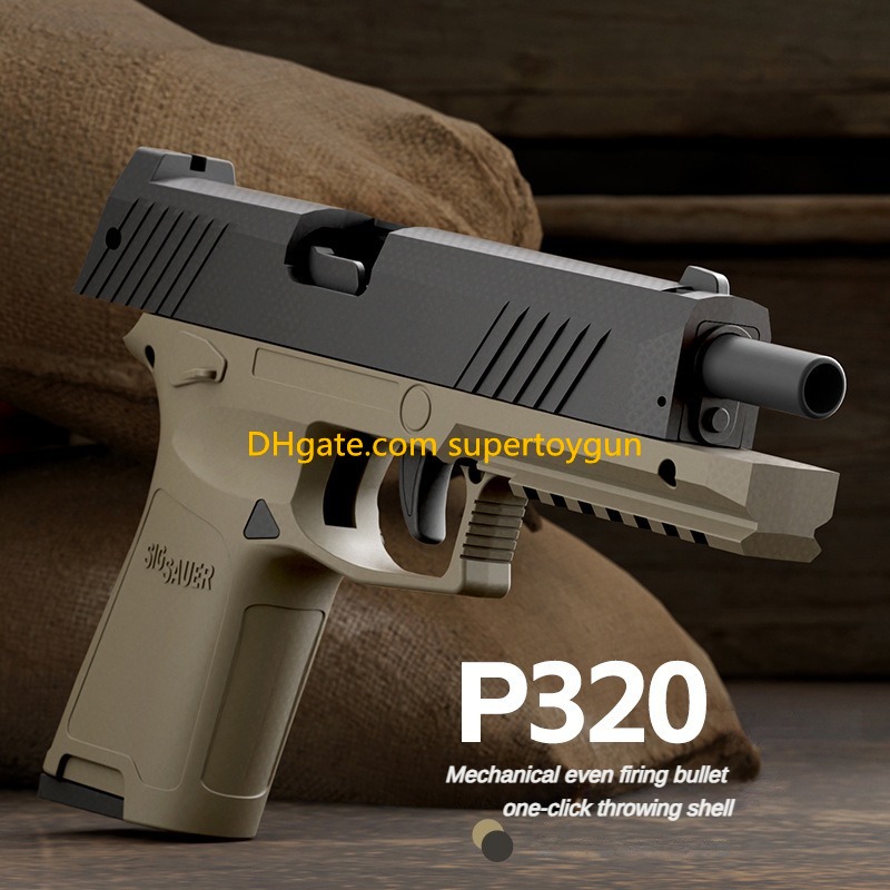 P320 Soft Bullets Toy Gun Blow Back Shell Ejected Launcher Outdoor Cs Pubg Game Prop Foam Dart Look Real Moive Prop Collection Birthday Gifts for Boys Fidgets Toys