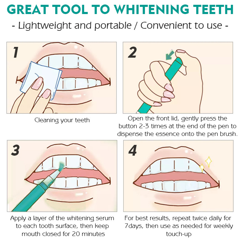Professional Teeth Whitening Pen Oral Care Treatment Remove Stains Cleaning Bleaching Tooth Whitener Easy to Use Oral Hygiene