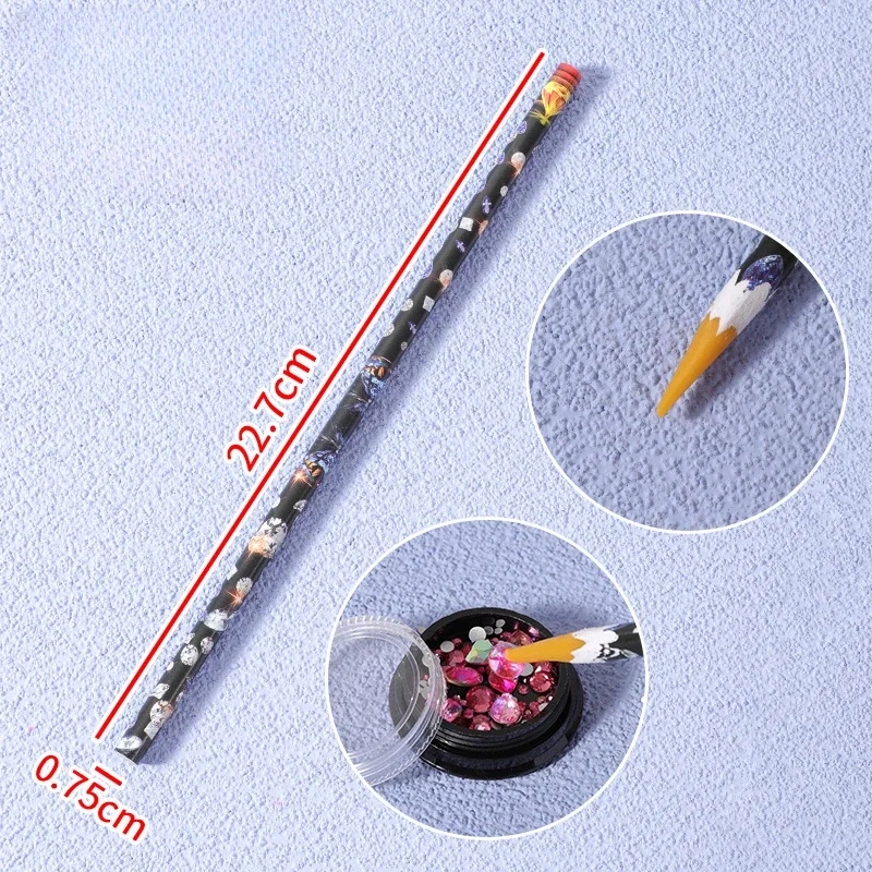 NAB064 11.5cm Nail Art Wax Pencil Rhinestones Gem Picker nail Dotting pen manicure tools 23CM