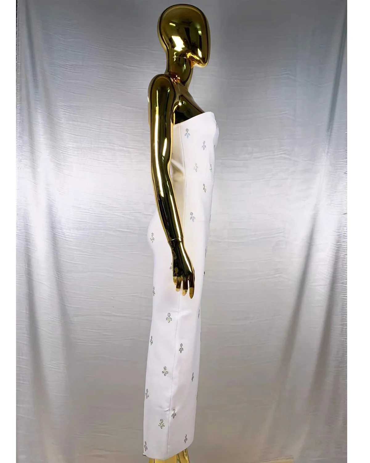 Basic Casual Dresses Sexy high-end clothing womens rhinestone white strapless tight elastic bandages womens parties club birthday dresses J240523