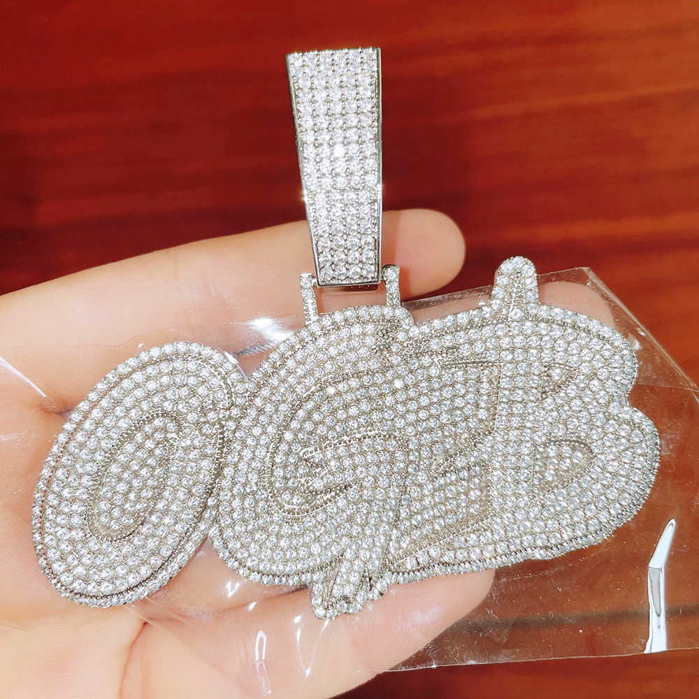 Hiphop Jewelry Custom Letter Iced out Pendant Name Gold Necklace Cuban Chain Micro Paved CZ Personalized
