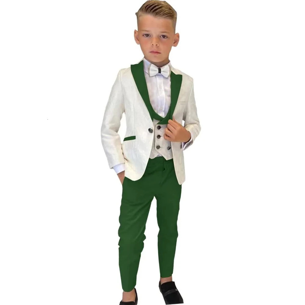 Paisley Classic 3Piece Suits for Boys Smart And Stylish Tuxedo Formal Outfit For Kids Blazer Vest Pants Party 240515