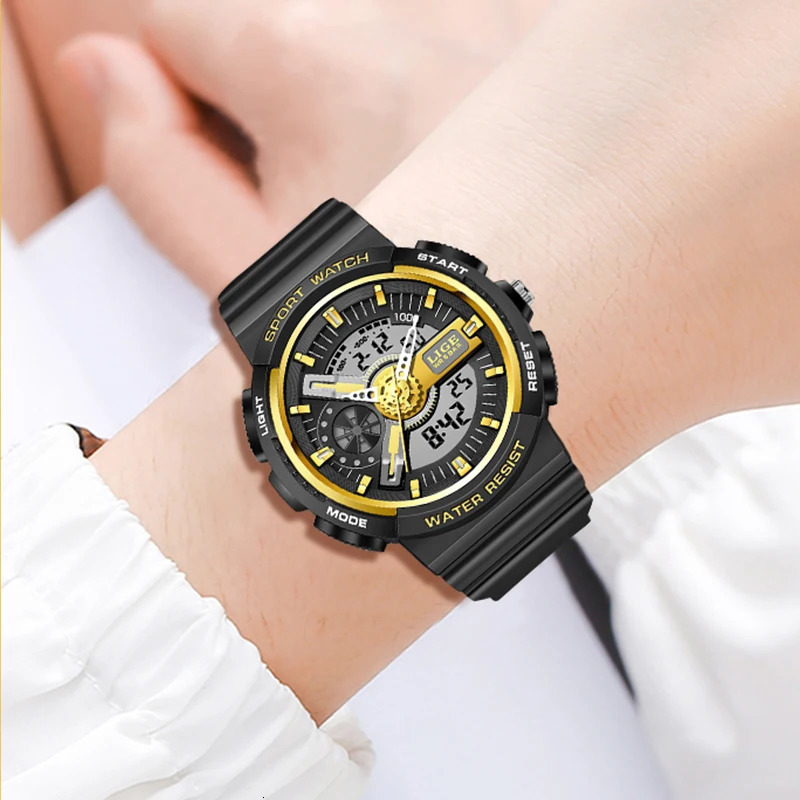 LIGE Military Kids Sport Watches 50M Waterproof Electronic Wristwatch Stop Watch Clock Children Digital Watch For Boys GirlsBox 240517