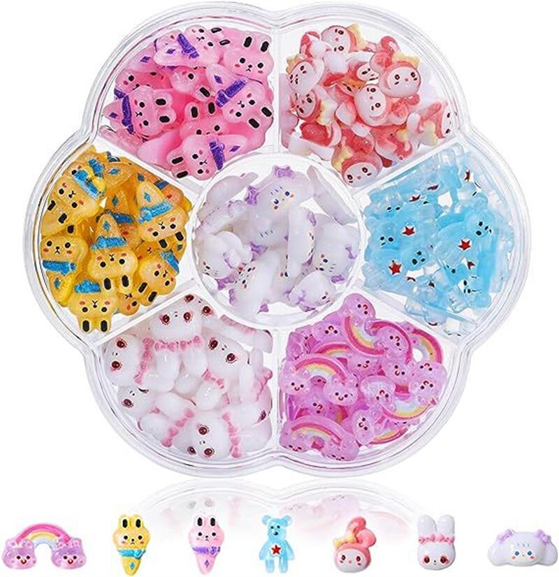 NAR052 70Pcs Nail Art Charms Cartoon Nail Jewelry Rhinestone Gems Kit DIY Craft