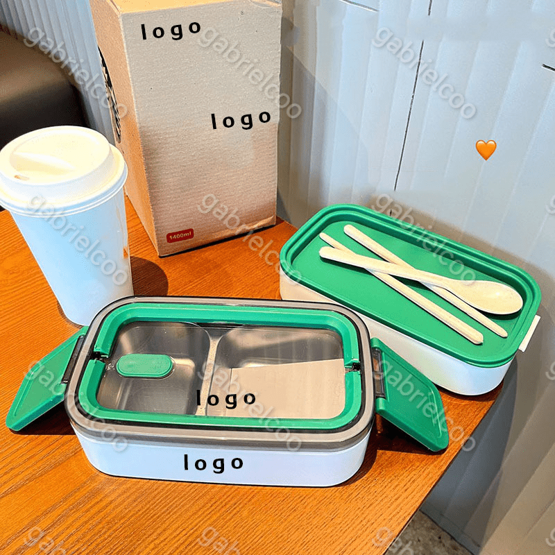 Star Dad Bench Box Classic Green 304 Stainless Steel Double Layer Insulated Lunch box Dinner Pail Office Student Bento Box Portable Split Grid Meal Bo