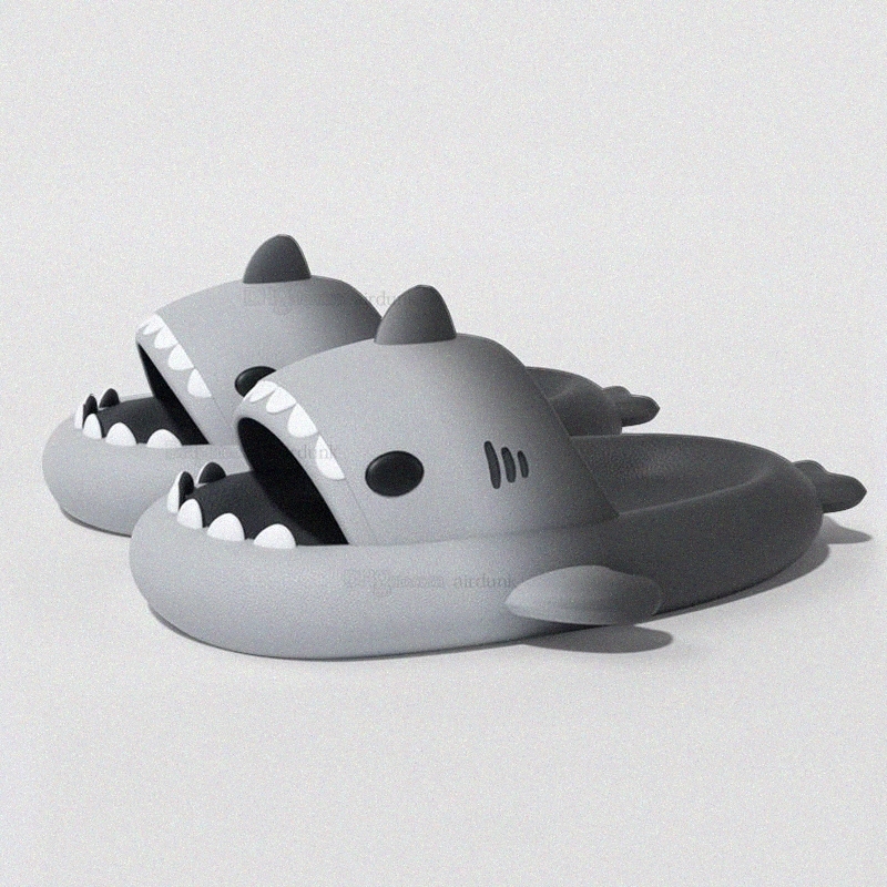 Summer Home Women Shark Slippers Anti-skid EVA Solid Color Couple Parents Outdoor Cool Indoor Household Funny ShoeHSOJ#