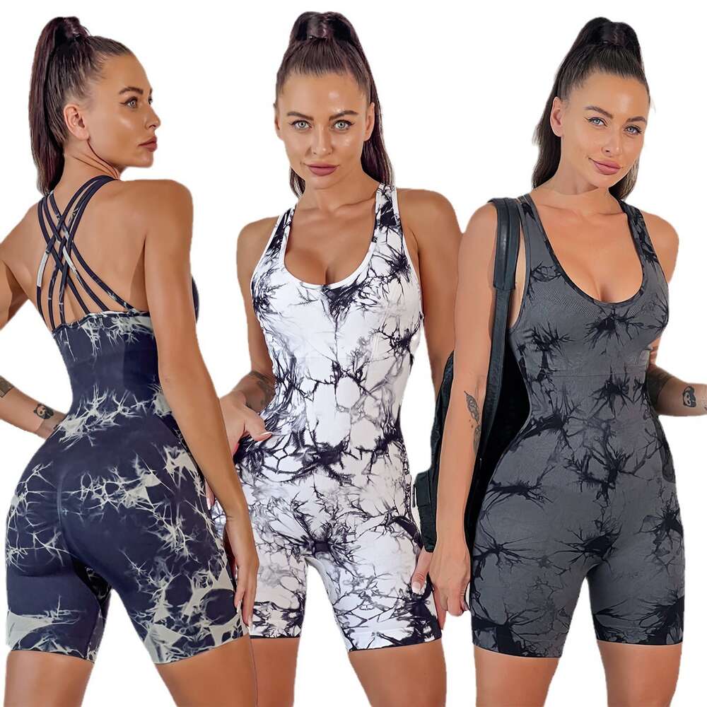 Ddmytiger Ddmytiger Yoga Tie Dye Jumpsuit Women Sexy One Piece Vest Tight Fitting Seamless Quick Drying Fiess Suit For H