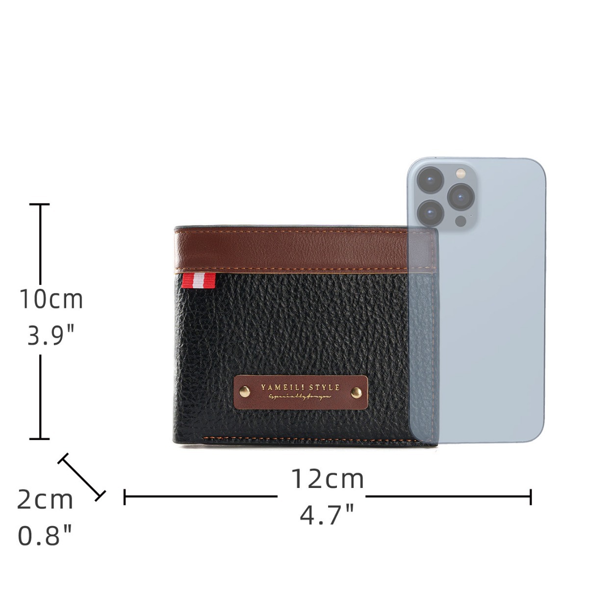 New wallet men's short wallet fashionable Retro casual lychee patterned soft leather wallet waterproof multiple card slots large capacity small w