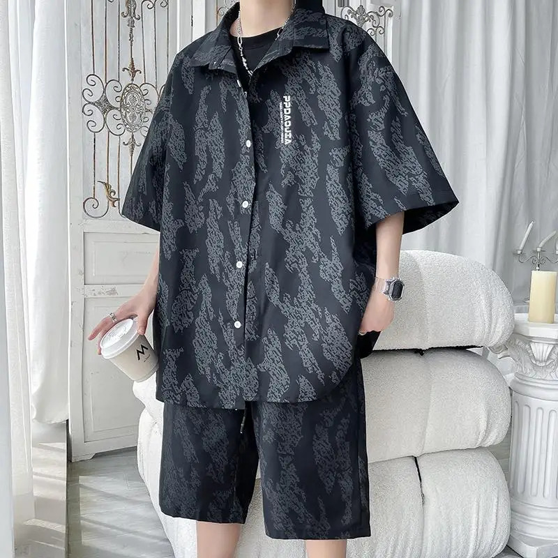 Mens Hawaiian Beach Sets Single Breasted Short Sleeve Shirts and Shorts Suit Set Casual Summer Vacation Travel Outfit Sets 240518