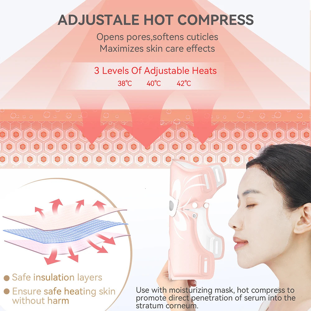 ANLAN Facial LED Mask 5 Colors Light Therapy Waterproof Compress Rejuvenation Brighten Skin Foldable Soft LED Light Spa Mask 240515