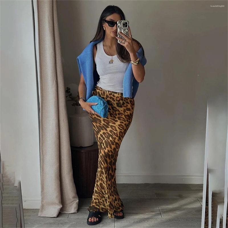 Leopard Print Maxi - Y2k Fishtail Long Skirt For Women, Elegant & Sexy Summer Office Outfit