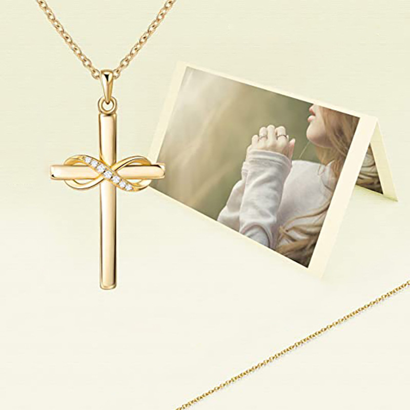 Gold Infinity Cross Necklace Pendant Gold Chain Designer Jewelry Crystal Diamond Jesus Cross Necklaces Charm for Woman Man Gift Fashion Jewelry
